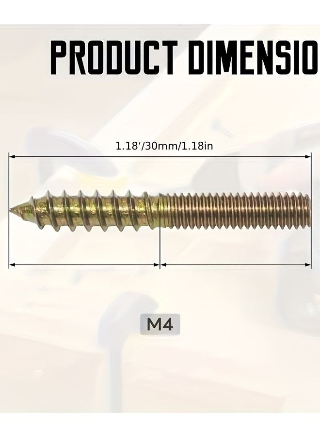 24pcs M4 x 30mm Galvanized Steel Hook Bolts Double Headed Self Tapping Screws - Image 3