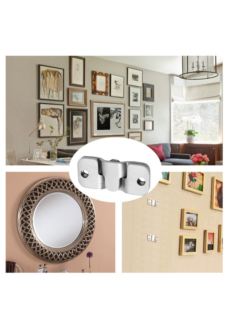 SYOSI - 4Pairs Flush Mount Brackets Heavy Duty Picture Hangers Z-Clip Interlock Photo Frame Hook Metal Keyhole Hangers for Hanging Headboards (44 x 19mm) - Image 1