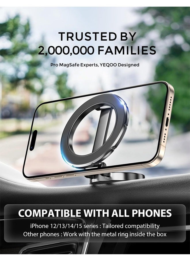 PADOM حامل هاتف للسيارة من Padom For Magsafe، [مغناطيس قوي يدور 360 درجة] لسيارتك، حامل هاتف للسيارة بدون استخدام اليدين مناسب لهاتف iPhone 15 14 13 12 Pro Max Plus Mini Magsafe Cases  - Image 5