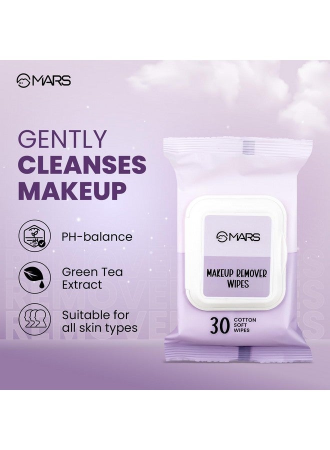 Mars Makeup Remover Wet Wipes For Face | 30 Cotton Soft Wipes | Hydrating & Refreshing | Enriched With Green Tea & Aloe Vera Extract | Soothing & Maintains Ph Balance | Gentle On Skin - Image 1