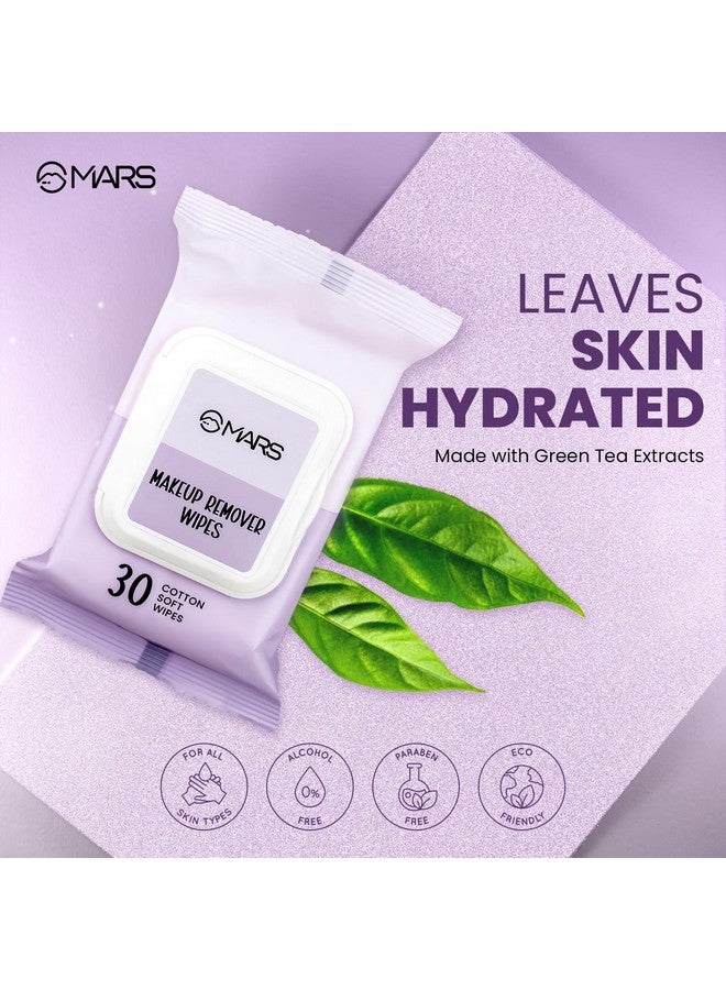 Mars Makeup Remover Wet Wipes For Face | 30 Cotton Soft Wipes | Hydrating & Refreshing | Enriched With Green Tea & Aloe Vera Extract | Soothing & Maintains Ph Balance | Gentle On Skin - Image 2