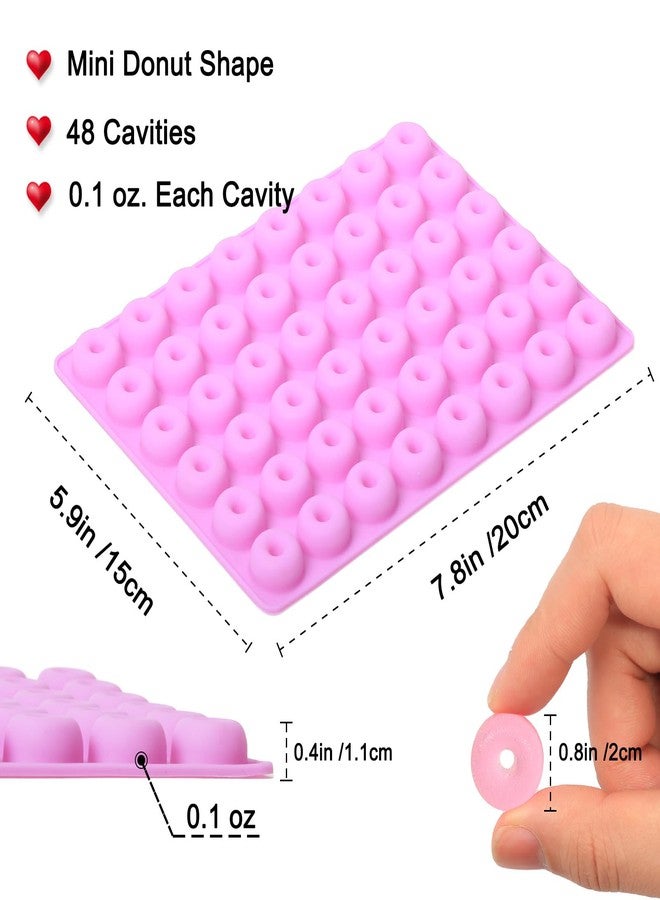 Amyandone Mini Donut Silicone Mold, 48 Cavities Donut Molds for Chocolate Candy Gummy, Food Grade Silicone Mini Donut Pan for Homemake Mint/Snake/Cake Décor, 2 PCS - Image 2