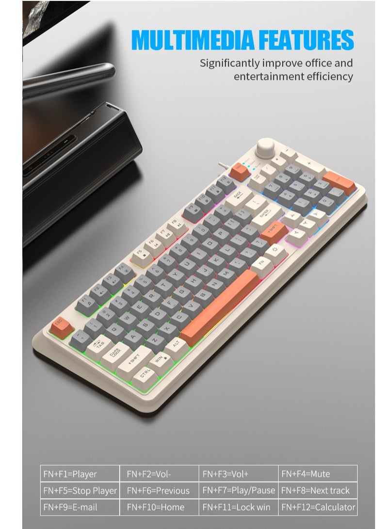 Gasin XUNFOX K82 Gaming Keyboard – 94 Keys, RGB Backlit, Three Color Combinations, Minimalist Layout, Mechanical Keyboard for Gamers  - Image 2