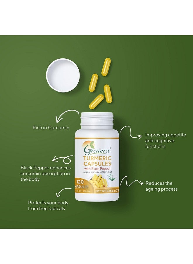 Grenera Turmeric Capsules (Haldi with Black Pepper) 120 Veg Capsules, Curcumin Supplement, 650 mg each - Image 5