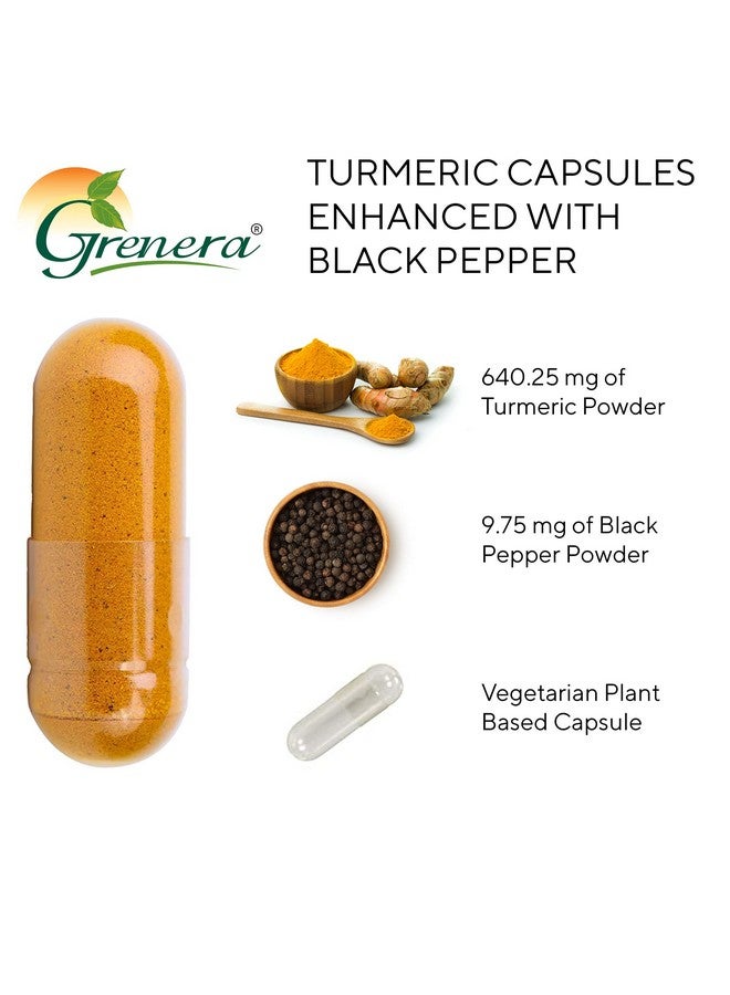 Grenera Turmeric Capsules (Haldi with Black Pepper) 120 Veg Capsules, Curcumin Supplement, 650 mg each - Image 4
