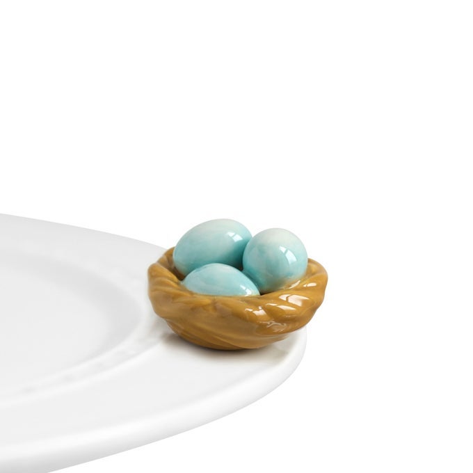 NORA FLEMING ROBINS EGG BLUE NEST A39 HANDPAINTED CERAMIC HOLIDAY DCOR SPRING MINIS FOR THE HOME AND OFFICE
