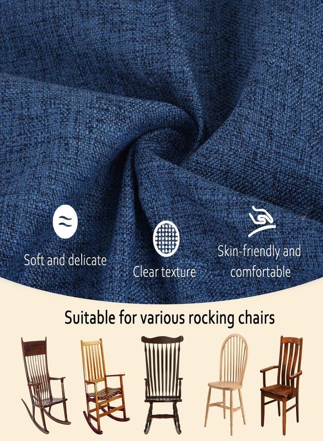 ELFJOY Solid Color Cozy Sanding Fabric Rocking Chair Cushions -Rocker Chair Pad Set Flax Navy - Image 4
