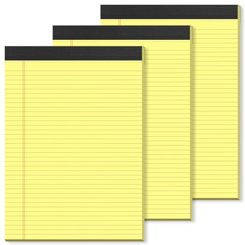 PINJINGPRO Yellow Legal Pads 8.5×11 Paper Tablets, College Ruled Yellow Writing Pads 3 Pack Note Pads 8.5"x11" 30 Sheets/60 Pages, Sturdy Backing – Lined Notepad Ideal for Students, Office, and Business Use - Image 1