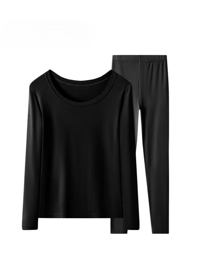 RedMapleTEK Women's Seamless Thermal Underwear Set for Autumn and Winter Long Pants Black - Image 1