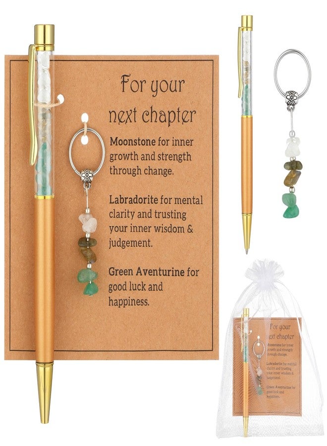 Resholder Natural Crystals Pen and Keychain Gifts for New Beginnings Your Next Chapter, New Beginnings Gifts for Leaving Going Away Friends Family Coworkers Teacher Leaving Farewell Breakup Promotion - Image 1