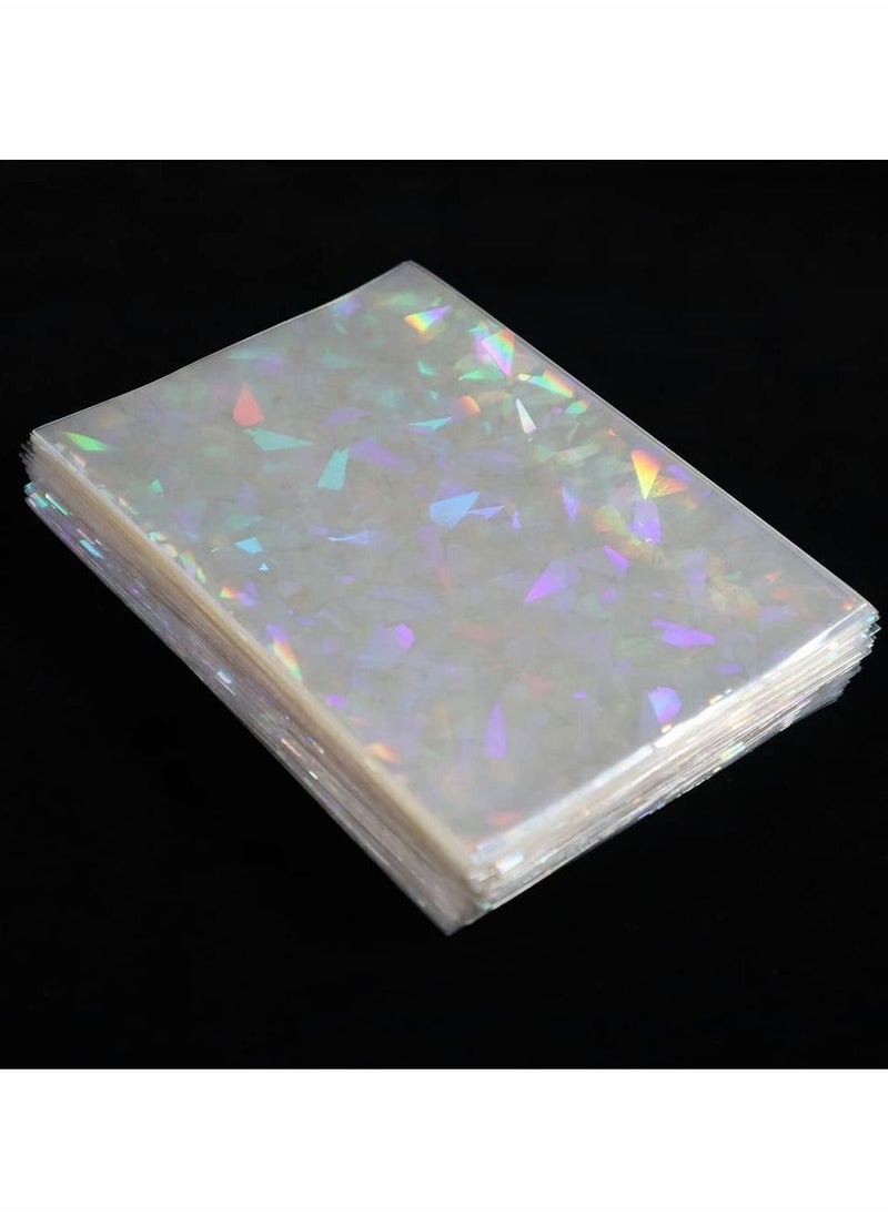 Excefore Holographic Card Sleeve Card Protector, 100PCS Black Lotus Double Side Foil Gemstone Rainbow Laser Flashing Trading Cards Shield Magic Card Protector Flashing Protective Idol Cover (Gemstone 65x90mm)  - Image 4