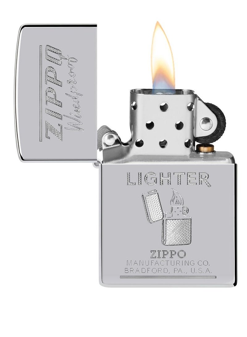Zippo Ae184633 250 ولاعة زيبّو مقاومة للرياح بلمسة نهائية عالية اللمعان من الكروم - Image 3