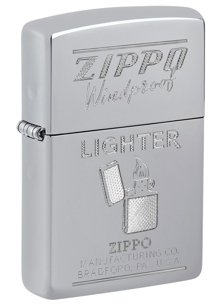 Zippo Ae184633 250 ولاعة زيبّو مقاومة للرياح بلمسة نهائية عالية اللمعان من الكروم - Image 1