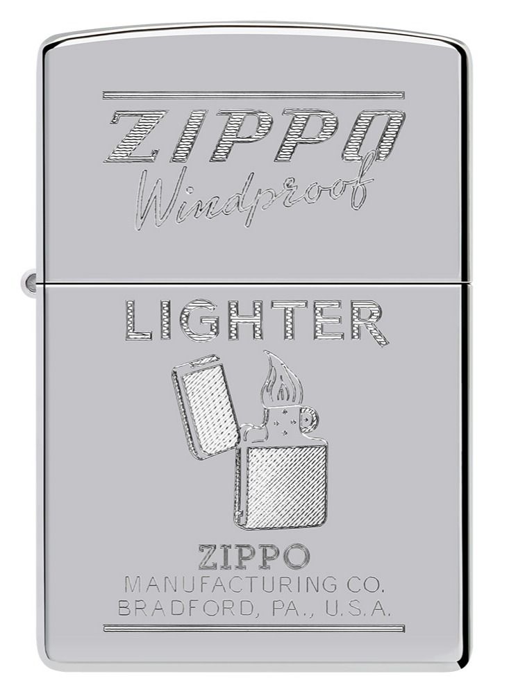 Zippo Ae184633 250 ولاعة زيبّو مقاومة للرياح بلمسة نهائية عالية اللمعان من الكروم - Image 2