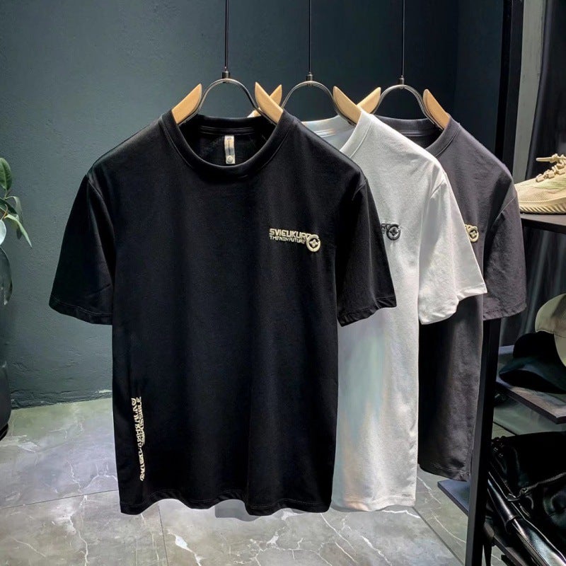 Short-sleeved T-shirt men's 2022 new casual fashion brand summer ins trendy all-match T-shirt A printed top fashion - Image 3