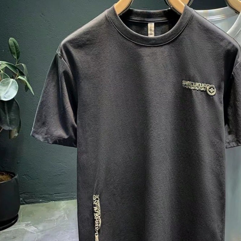 Short-sleeved T-shirt men's 2022 new casual fashion brand summer ins trendy all-match T-shirt A printed top fashion - Image 1