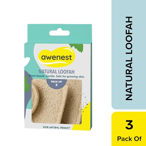 awenest 100% Natural Sun-Dried Loofah | Organic Bath Scrubber for Women & Men | Gentle Exfoliating Body Scrub Sponge | Eco-Friendly, Biodegradable Body Brush | Removes Dead Skin | Pack of 3 - Image 2