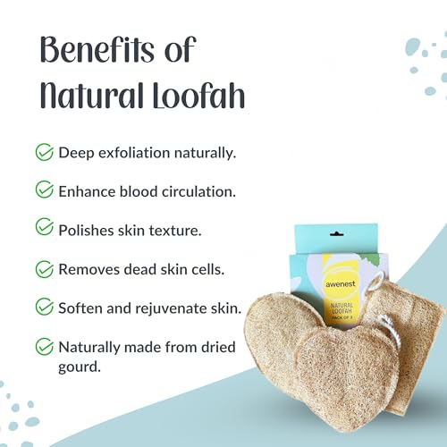 awenest 100% Natural Sun-Dried Loofah | Organic Bath Scrubber for Women & Men | Gentle Exfoliating Body Scrub Sponge | Eco-Friendly, Biodegradable Body Brush | Removes Dead Skin | Pack of 3 - Image 3