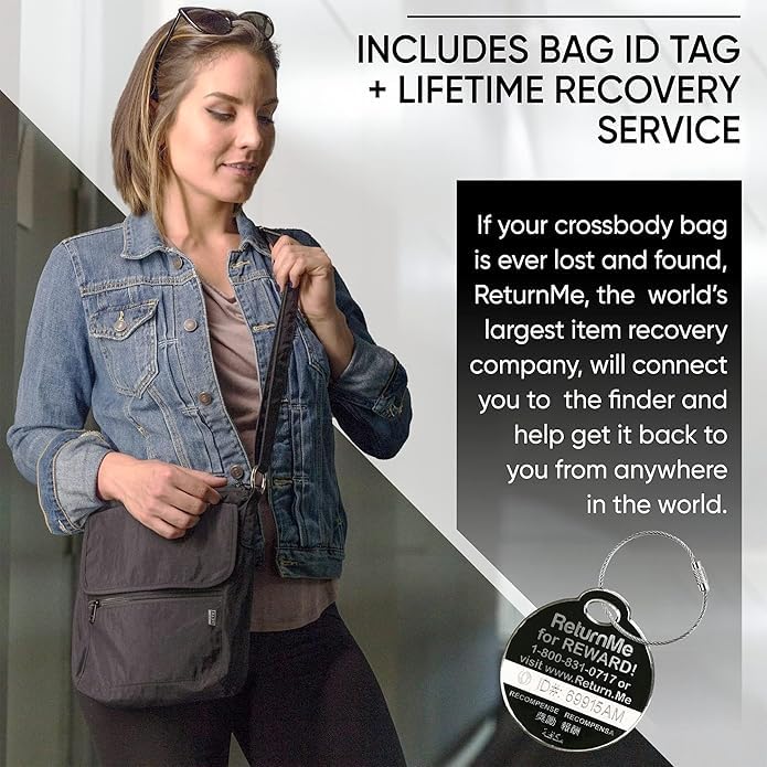 Peak Gear Crossbody Travel Purse with RFID Blocking Pocket and Lifetime Recovery Service. Versatile and Stylish Nylon Shoulder Bag | Black - Image 4