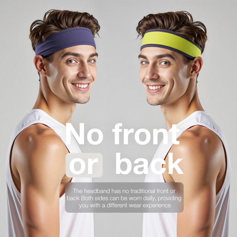 Braylin Men's Headband, 3-Pack Men's Sweatband, Sports Headband for Running, Cycling, Basketball, Fitness Workout, Unisex Headbands - Image 4