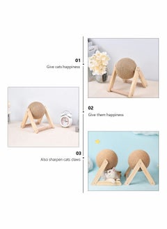 SYOSI Cat Scratcher Scratching Ball Toy Natural Spinning Solid Wood for Kittens Interactive  - Image 2