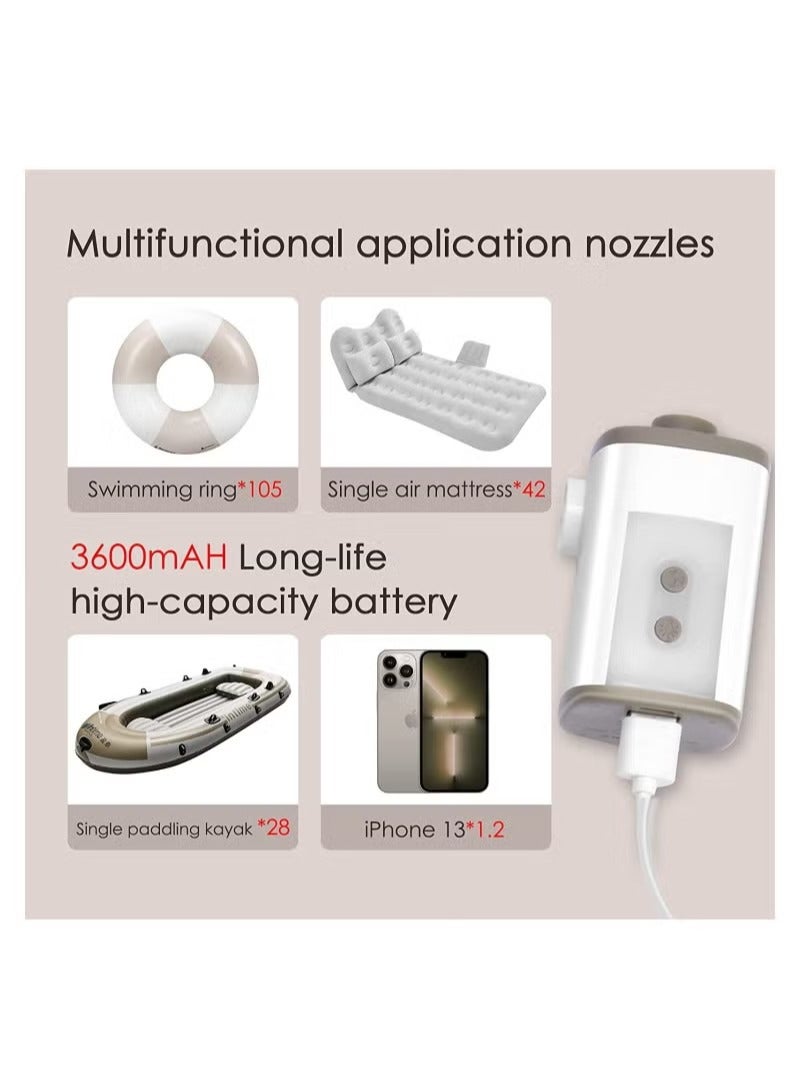 Electric Portable Air Pump - with 3600mAh Battery - Lightweight Mini Air Pump + Vacuum Pump + Camping Lights. Suitable for Outdoor Hiking Travel Camping Accessorie - Image 5