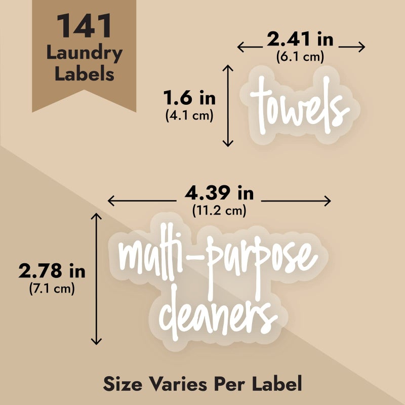 Talented Kitchen Laundry Room Organization Labels - 141 Preprinted White Script Clear Vinyl, Water-Resistant - Sticker Labels for Jars & Food Containers - Pantry, Bathroom & Linen Closet - Image 4