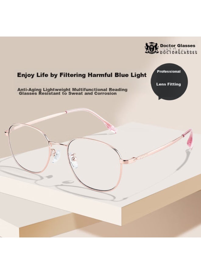 Oona Ouna Reading Gl For Men And Women, High-definition Anti-blue Light Anti-radiation Gl For Elderly, Rose Gold, 100 Degrees - Image 1