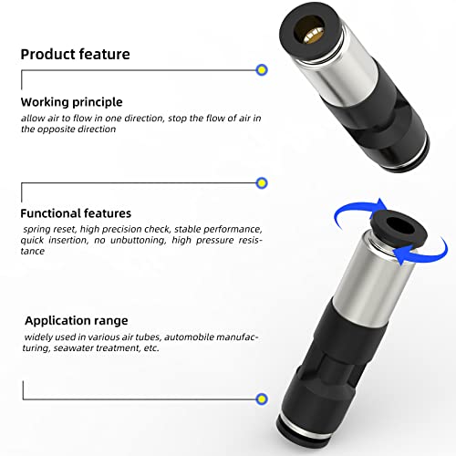 TAILONZ PNEUMATIC 6mm Black Quick-plug type one-way check valve air pipe coupling SPU check valve 5PCS - Image 3