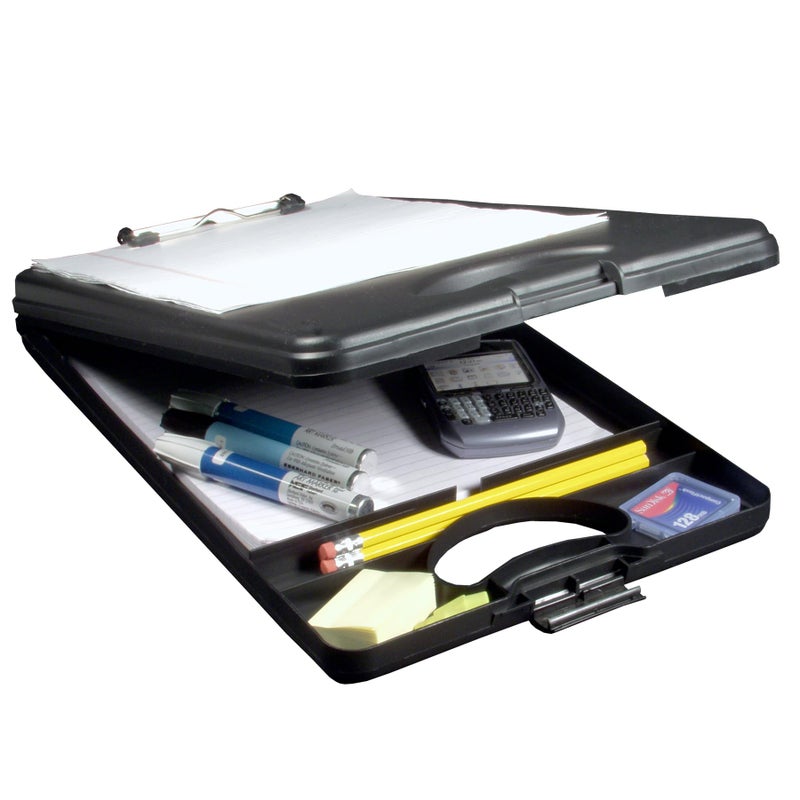 Saunders DeskMate II 00533 Plastic Storage Clipboard - Black, Letter Size, 10 in. x 16 in. Document Holder with Internal Storage - Image 5