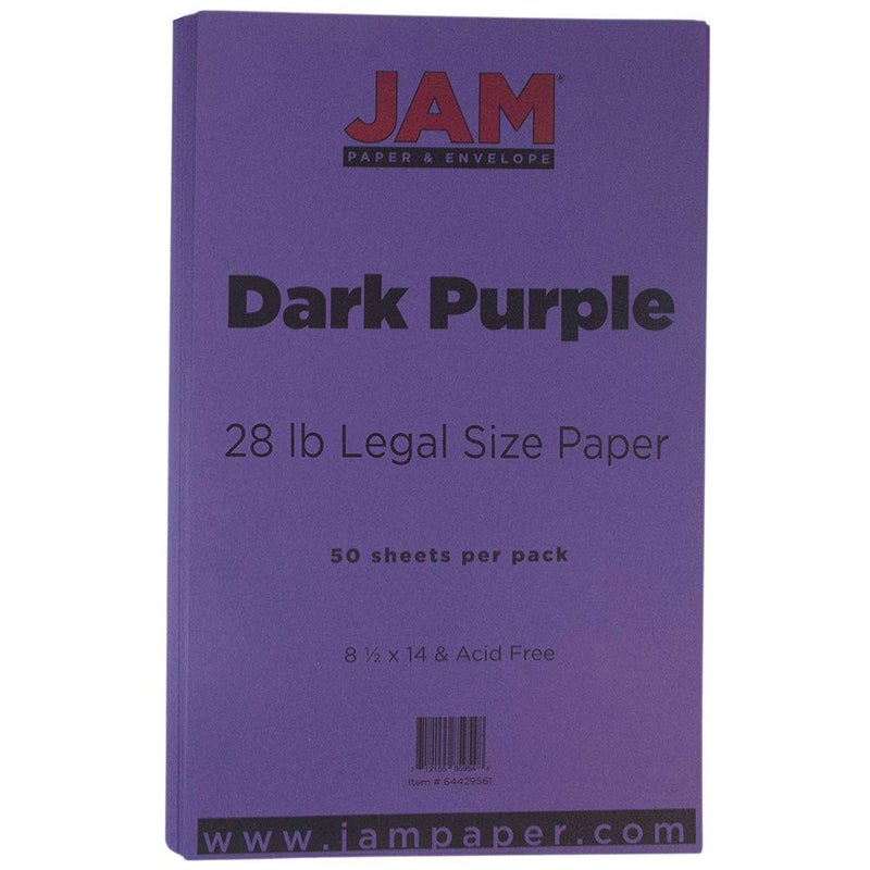 JAM PAPER Legal Matte 28lb Paper - 105 gsm - 8.5 x 14 - Dark Purple - 50 Sheets/Pack - Image 2