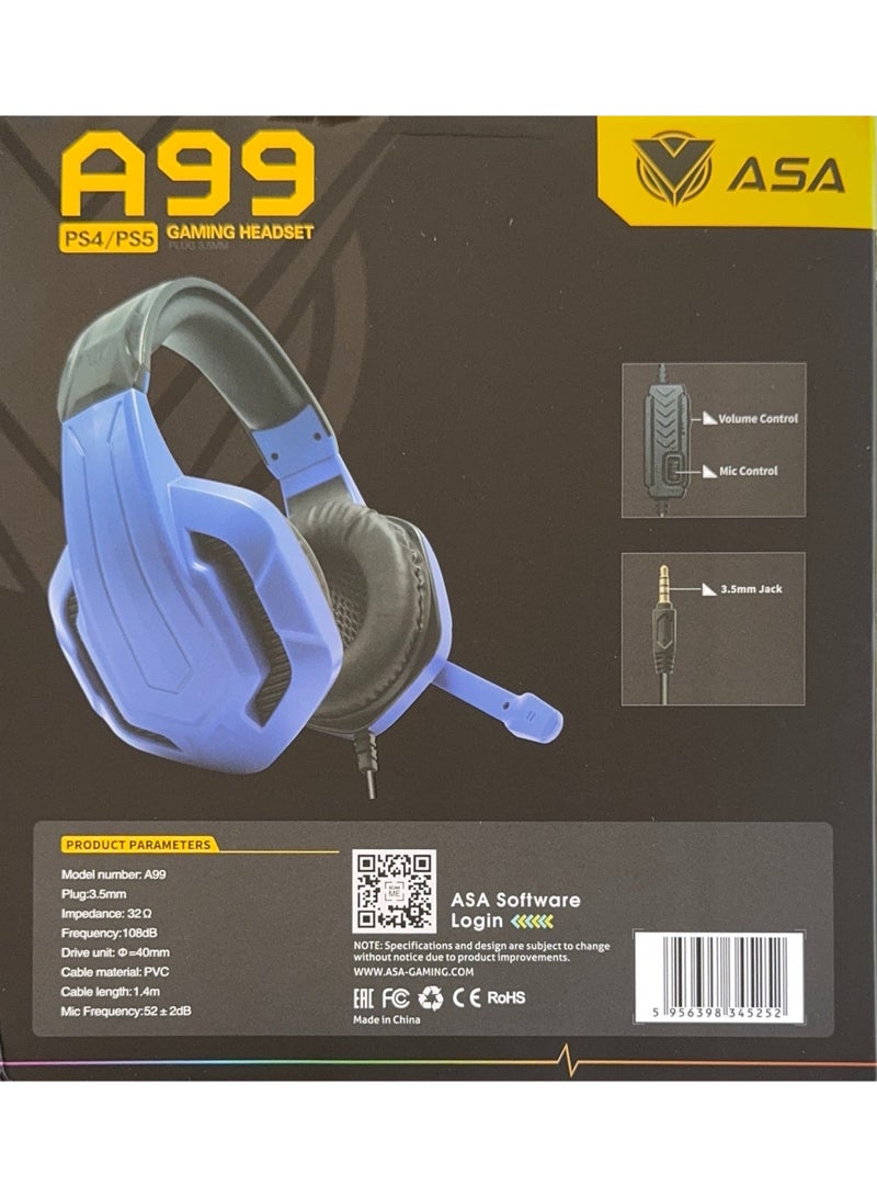 أيه أس أيه سماعة ألعاب ASA A99 (أزرق)  - Image 2