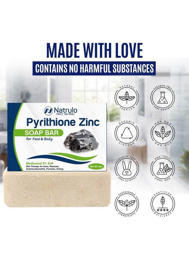 Erbaid - Pyrithione Zinc Soap Bar For Face & Body 4Oz Medicated 2% Znp Bar Soap Skin Therapy Cleanser For Acne Rosacea Eczema Dermatitis Psoriasis Itching Cleansing Calming Facial Wash Made In Usa - Image 1