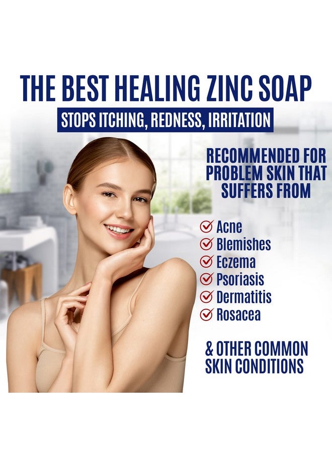 Erbaid - Pyrithione Zinc Soap Bar For Face & Body 4Oz Medicated 2% Znp Bar Soap Skin Therapy Cleanser For Acne Rosacea Eczema Dermatitis Psoriasis Itching Cleansing Calming Facial Wash Made In Usa - Image 1