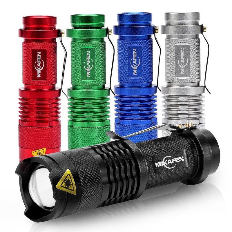 5Pack Flashlights Mini Led Flashlight 300lm 3 Modes Light Low Light Strobe Adjustable Focus Zoomable Flashlight