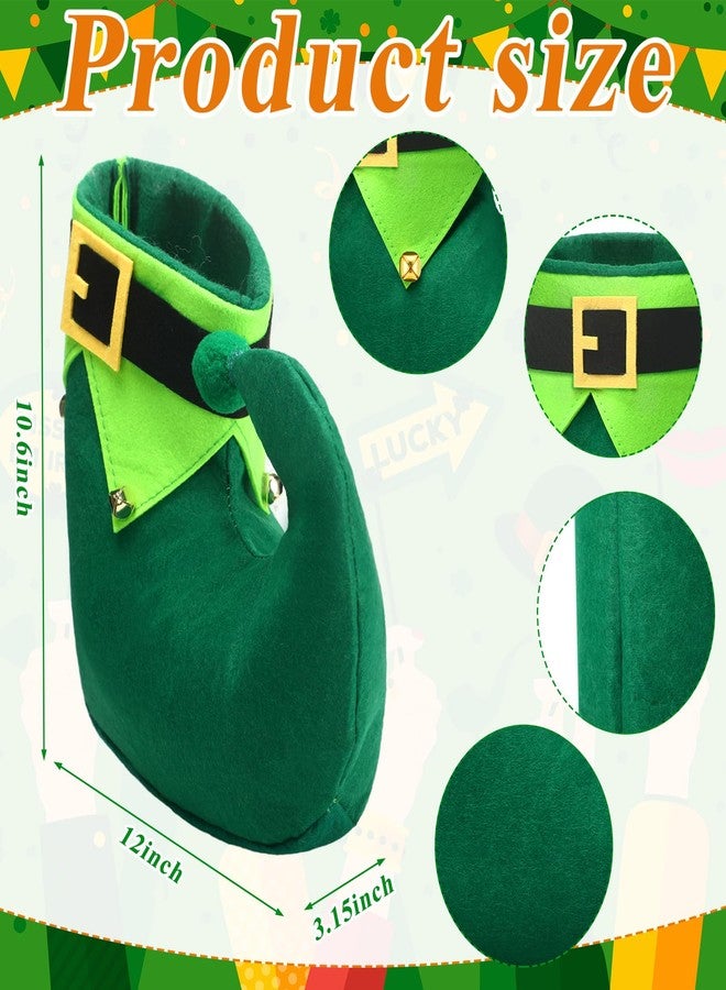 Breathffy طقم من قطعتين من أحذية Leprechaun وقبعة الحفلات الخاصة بعيد القديس باتريك من Breathffy مع إكسسوارات زي الشامروك اللبادي للرجال والنساء - Image 3