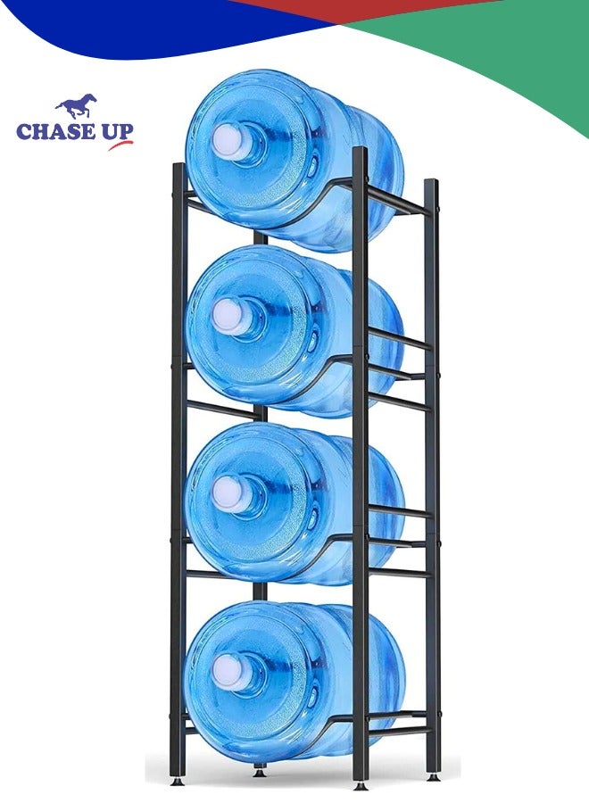 Chase Up Water Bottle Storage Stand, 4 Tier Water Bottle Holder, 5 Gallons Heavy Duty Water Jug Rack for Kitchen Home and Office Easy To Assemble Black - Image 1