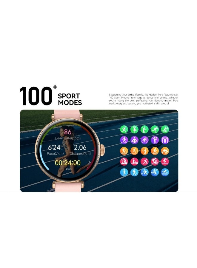كيسلكت ساعة ذكية Pura Reno مزودة بشاشة AMOLED منحنية مقاس 1.19 بوصة ونظام تحديد المواقع العالمي (GPS) وتدعم الاتصال عبر البلوتوث -ذهبى - Image 4