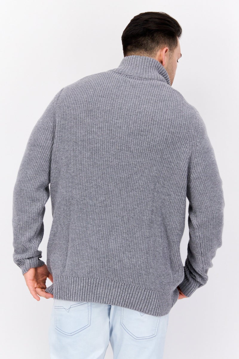 Lyle & Scott سويت شيرت رجالي ذو ياقة مدببة بأكمام طويلة، رمادي - Image 2