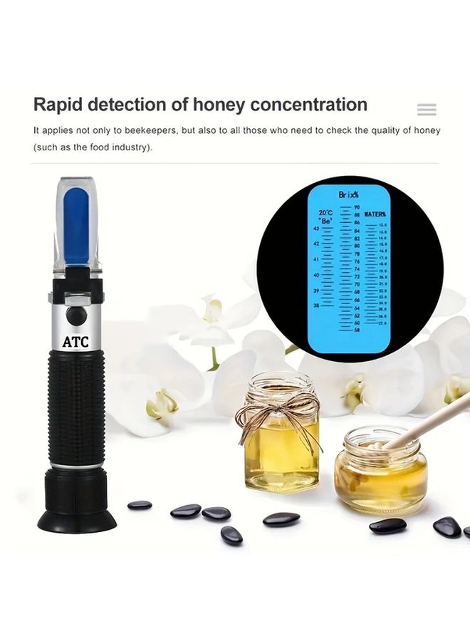 Black Honey Refractometer 0 to 32 Percent Brix with Automatic Temperature Compensation - Image 1