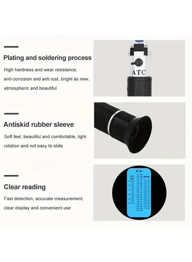 Black Honey Refractometer 0 to 32 Percent Brix with Automatic Temperature Compensation - Image 4