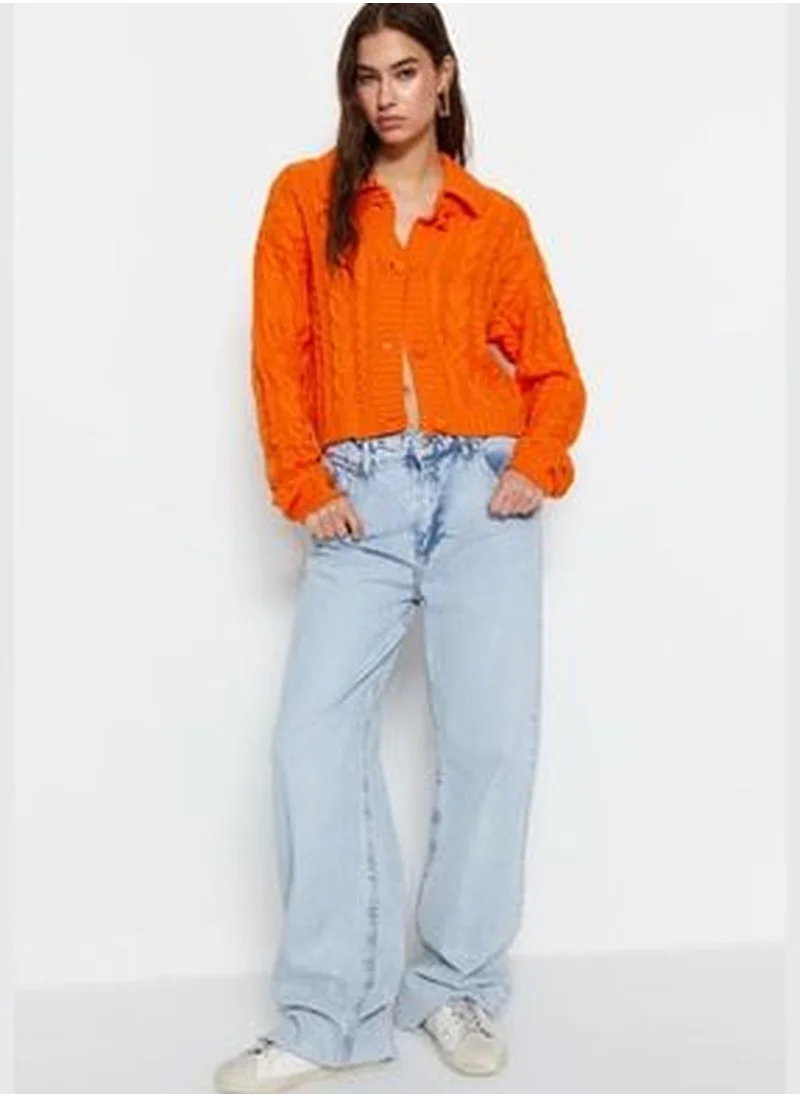 trendyol Orange Crop Sweater Cardigan TWOAW22HI0448