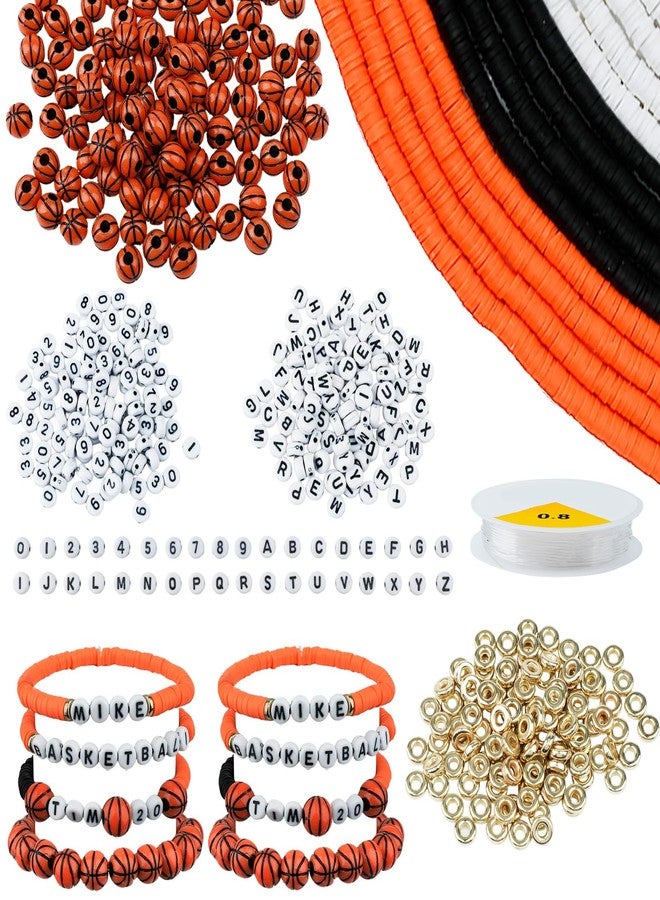 rolyta 4200 Pcs Basketball Clay Beads Bracelet Making Kit, 12 Strands Black/White/Orange Clay Beads 100 Letter Number Bead 120 Basketball Acrylic with Gold Spacers, Friendship Bracelet Kit for Sport Parties - Image 1