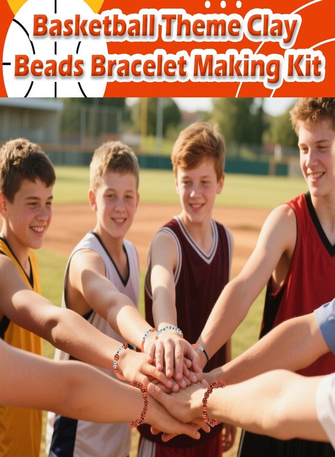 rolyta 4200 Pcs Basketball Clay Beads Bracelet Making Kit, 12 Strands Black/White/Orange Clay Beads 100 Letter Number Bead 120 Basketball Acrylic with Gold Spacers, Friendship Bracelet Kit for Sport Parties - Image 4