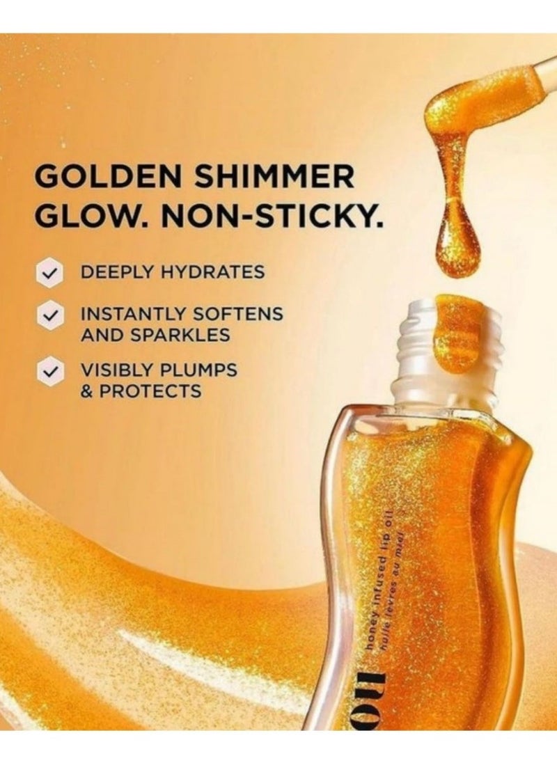 Gisou Golden Shimmer Glow Honey Infused Lip Oil - Hydrating, Nourishing, and Naturally Enhancing Formula for Luxurious Lips  - Image 4