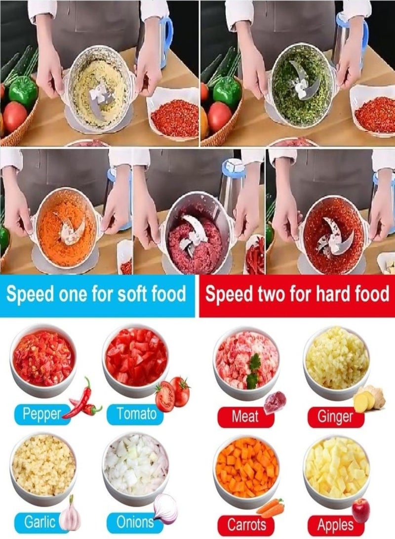 gvc pro 3L Stainless Steel Meat and Vegetable Electric Chopper with 4 Sharp Blades, 350W, and Three Speed Settings 3 L 350 W GVCH-983 Silver - Image 3
