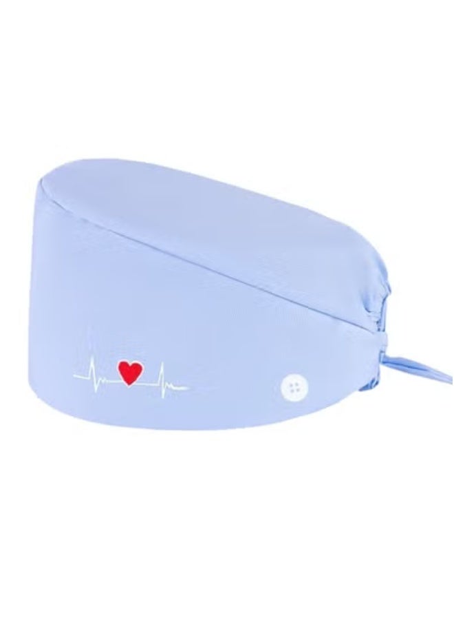 TLAXCA 2 Pack Surgical Caps, Unisex Dental Stomatologist Operating Room Nurse Caps, Adjustable Elastic Nursing Caps with ons and Sweatband, Fluffy Cotton Hats (Blue) - Image 2
