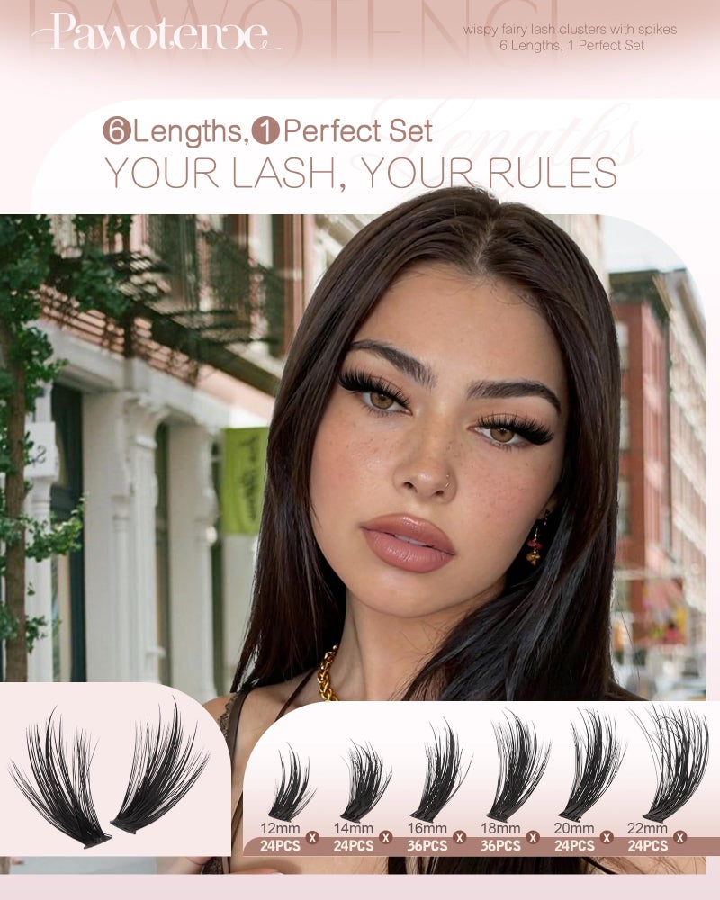 Pawotence Wispy Lash Clusters 12-22mm Cluster Eyelash Extensions 240pcs Individual Lashes Clusters Fairy Spikes Eyelash Clusters Lashes Extension - Image 4