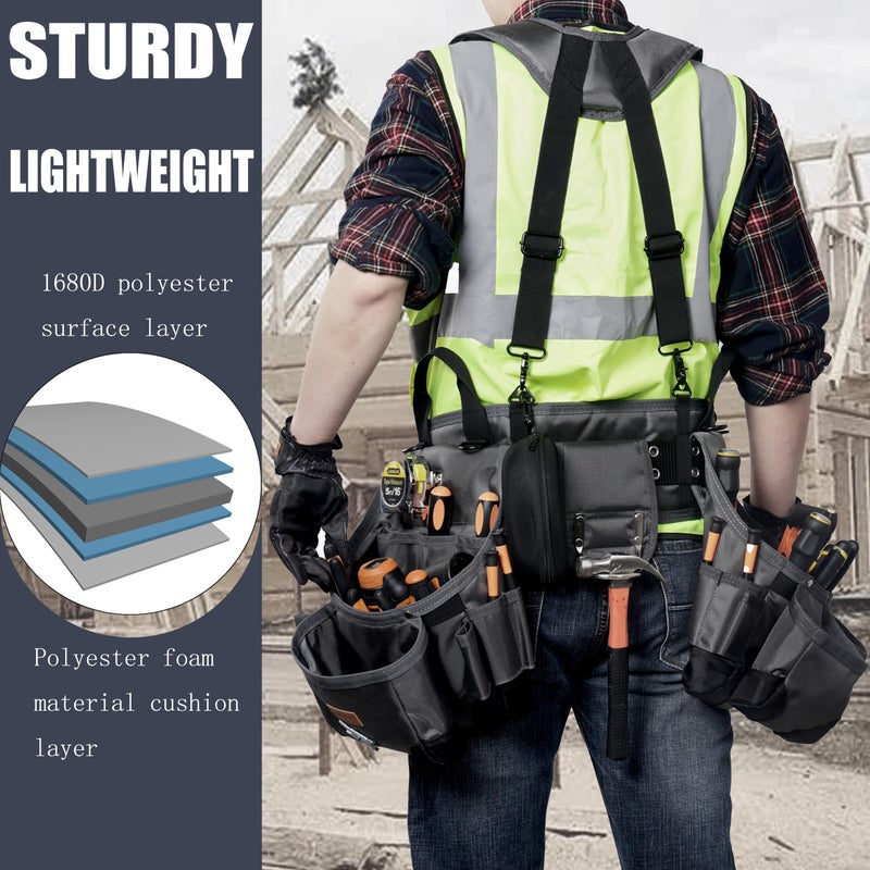 VIDAR TOOLS Tool belt,Tool Belts for Men with Suspenders and Magnetic Tool Pouch.Heavy Duty Carpenter/Construction Tool Belt. - Image 3