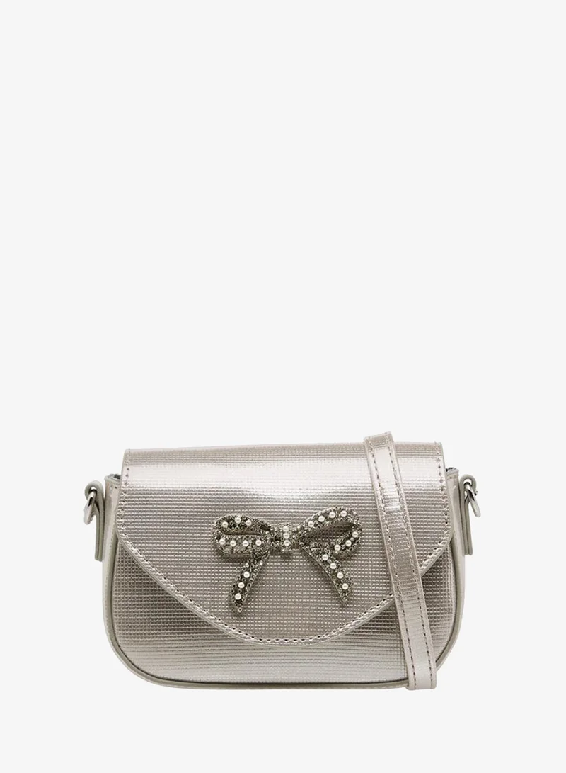 Celeste Bow Embellished Crossbody Bag with Chain Strap